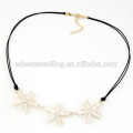 High quality sweet three flower adjustable suede cord necklace